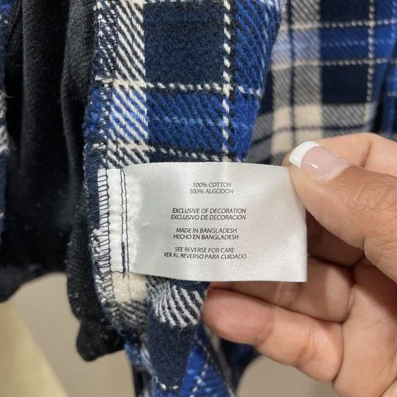 ORVIS Mens XXL Blue Plaid Long Sleeve Heavyweight Button Up Flannel Shirt Jacket - Picture 11 of 11